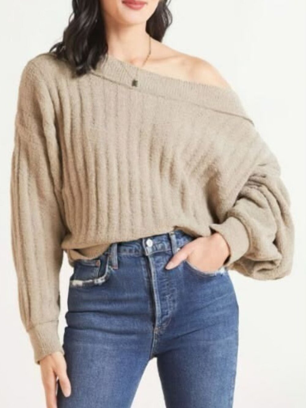 NWT Free People Women's Cabin Fever Pullover Sweater in Atmosphere Size Large